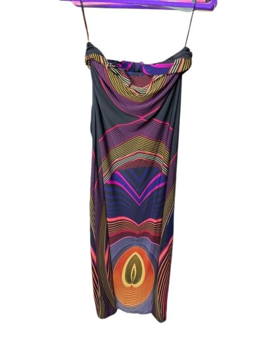 Funky People Strapless Bold Print Long Summer Dress Women's Size Large US 12-14